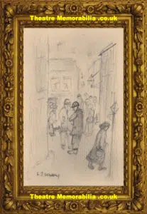L S Lowry Sketch Drawing of a Street Scene