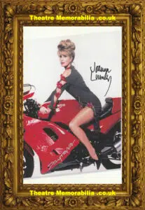 Joanna Lumley Autograph Signed Picture – Motor Bike