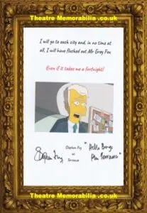Stephen Fry Signed Autograph The Simpsons Cartoon Picture Quote!