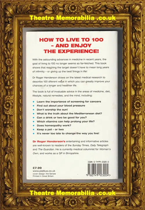 100 Ways to Live to 100 signed book Doctor Roger Henderson 2002 - image 4