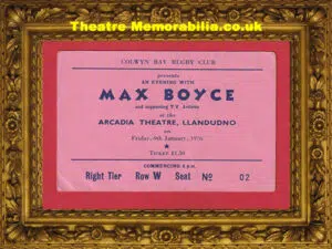 Colwyn Bay Rugby Club – Max Boyce Show Ticket 1976
