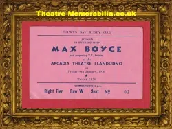 Colwyn Bay Rugby Club – Max Boyce Show Ticket 1976