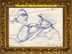 L S Lowry Sketch Drawing of People in the George Pub 1960