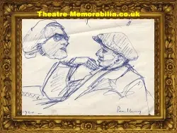 L S Lowry Sketch Drawing of People in the George Pub 1960