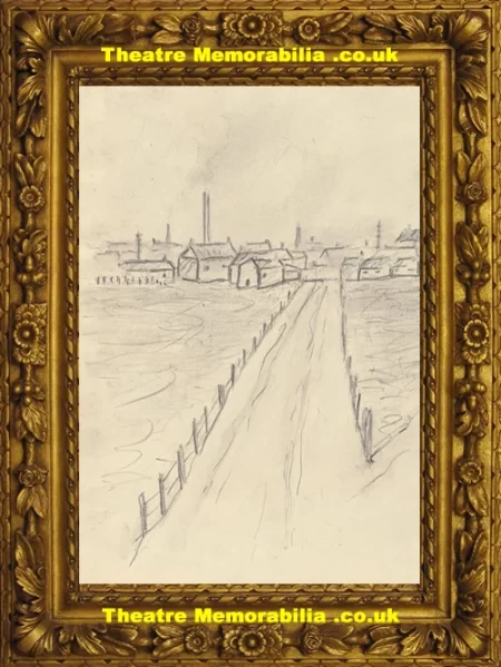  L S Lowry Sketch Drawing of A Town View 1950 Theatre Memorabilia - Theatre Programmes