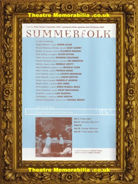  London National Theatre – Summerfolk – 1999 – Roger Allam - Theatre Memorabilia - Theatre Programmes Theatre Memorabilia - Theatre Programmes