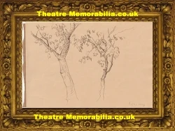 L S Lowry attributed pencil ink sketch of trees 1949