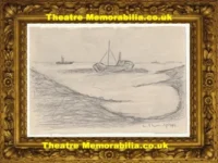 L S Lowry Sketch Drawing of Fishing Boats 1941