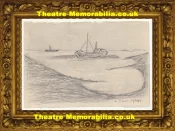 L S Lowry Sketch Drawing of Fishing Boats 1941
