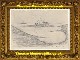 L S Lowry sketch drawing of fishing boats 1941
