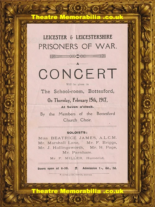 Prisoners Of War concert programme, Bottesford Leicester 1917 - image 2