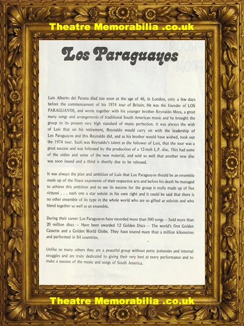 Los Paraguayos Reynaldo Meza 1960s programme multi signed - image 3