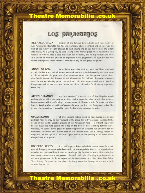 Los Paraguayos Reynaldo Meza 1960s programme multi signed - image 5