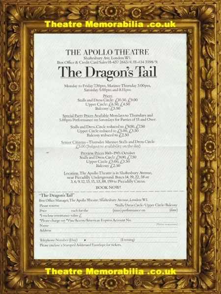 Penelope Keith Autograph Signed Flyer - The Dragons Tail Theatre Memorabilia - Theatre Programmes