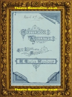 David Garrick theatre programme, Criterion Theatre London 1890