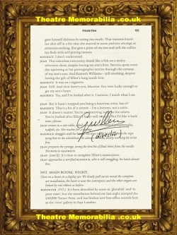 Inside Number 9 Private View script page signed by Guillem Morales