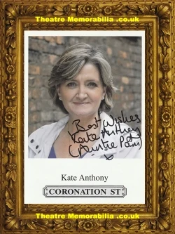 Kate Anthony signed Coronation Street cast card