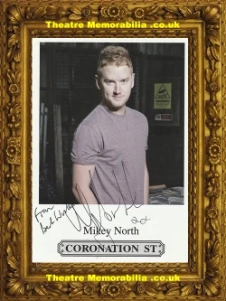 Mikey North signed Coronation Street cast card