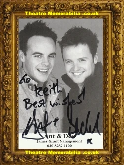 Ant & Dec signed picture card, TV presenters