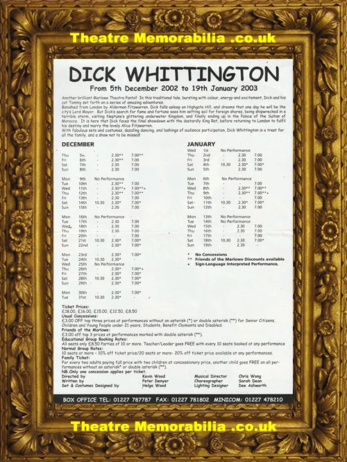 Dick Whittington signed panto flyer, Marlowe Theatre Canterbury - image 3