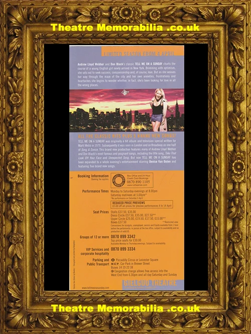 Tell Me On A Saturday signed flyer, Gielgud Theatre - image 3