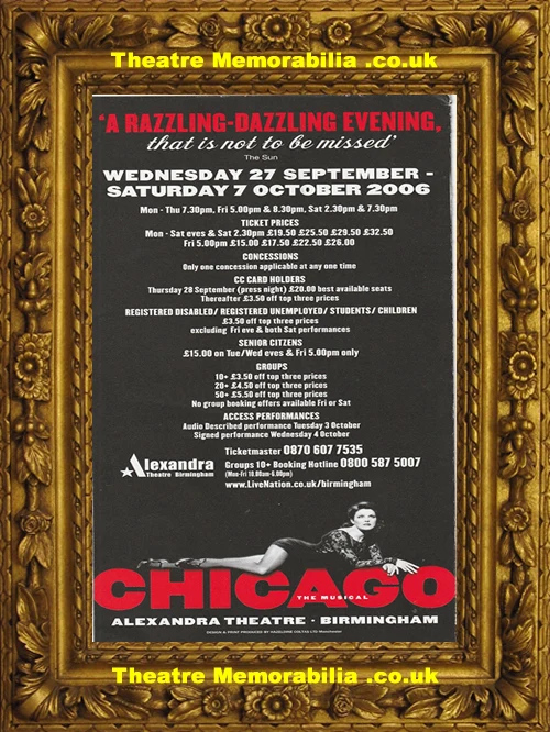 Chicago musical signed flyer, Alexandra Theatre Birmingham 2006 - image 4