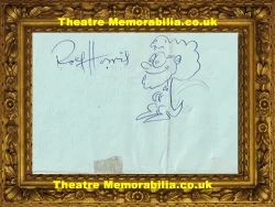 Rolf Harris signed drawn sheet, Rolfaroo picture art