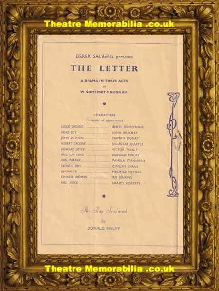  Hereford Palladium Theatre - The Letter - 1941 Theatre Memorabilia - Theatre Programmes