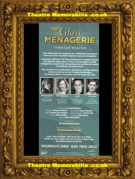  London Young Vic Theatre – The Glass Menagerie 2010 – Signed Flyer Leaflet - Theatre Memorabilia - Theatre Programmes Theatre Memorabilia - Theatre Programmes