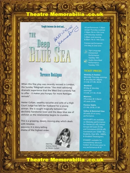  Northampton Royal Theatre – Deep Blue Sea 1997 – Signed Flyer Leaflet - Theatre Memorabilia - Theatre Programmes Theatre Memorabilia - Theatre Programmes