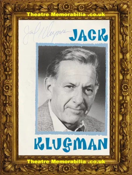  Jack Klugman Autograph Signed Picture – The Odd Couple - Theatre Memorabilia - Theatre Programmes Theatre Memorabilia - Theatre Programmes
