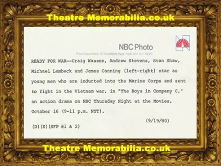  The Boys In Company C Film Picture and Letter 1980 - Theatre Memorabilia - Theatre Programmes Theatre Memorabilia - Theatre Programmes