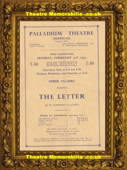 The Letter theatre programme, Palladium Theatre Hereford 1941 - image 3