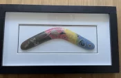 Rolf Harris Framed Aboriginal Boomerang Art Work