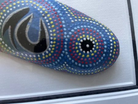 Rolf Harris attributed framed painted Aboriginal boomerang - image 7