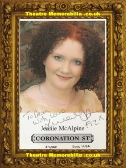 Jennie McAlpine signed Coronation Street picture card