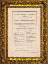 London Ashford Public Rooms Theatre – Centenary Of Shakespeare 1864