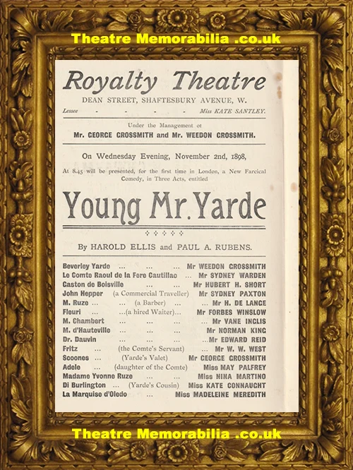 Young Mr Yarde theatre programme, Royalty Theatre London 1898 - image 3