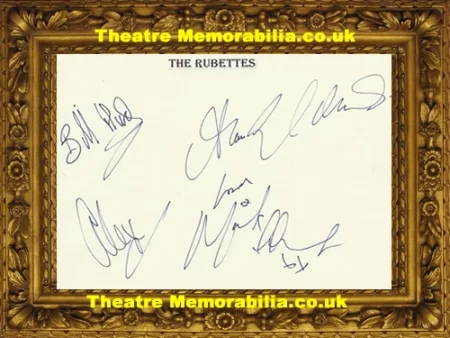  The Rubettes Autograph Signed Card – Pop Band Sugar Baby Love - Theatre Memorabilia - Theatre Programmes Theatre Memorabilia - Theatre Programmes