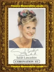  Sarah Lancashire Autograph Signed Picture – Coronation Street Corrie - Theatre Memorabilia - Theatre Programmes Theatre Memorabilia - Theatre Programmes