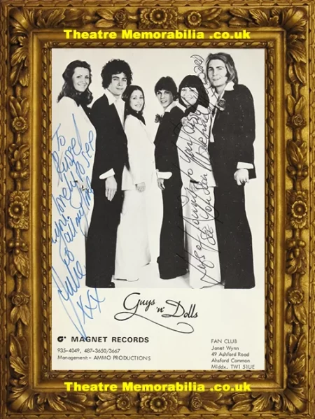  Guys N Dolls Autograph Signed Picture Card – Pop Band 1970s - Theatre Memorabilia - Theatre Programmes Theatre Memorabilia - Theatre Programmes