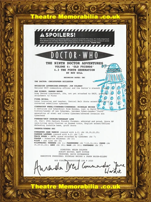 Amanda Drew Autograph Signed Script Page Doctor Who Art Work - Theatre Memorabilia - Theatre Programmes - Theatre Memorabilia - Theatre Programmes Amanda Drew Autograph Signed Script Page Doctor Who Art Work - Theatre Memorabilia - Theatre Programmes Theatre Memorabilia - Theatre Programmes