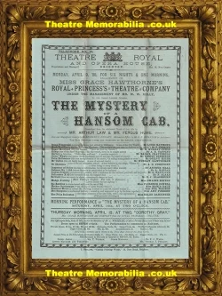 The Mystery Of A Hansom Cab theatre programme, Theatre Royal Brighton 1888
