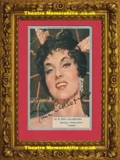 Gina Lollobrigida Autograph Signed Picture Card Actress Model
