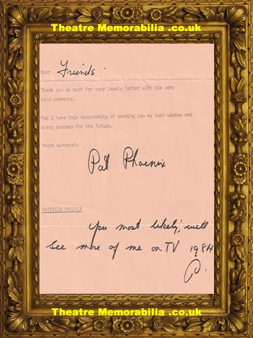 Pat Phoenix Autograph Signed Letter Coronation Street Corrie 1984 - Image 2