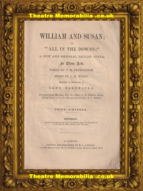 London Theatre Royal - William And Susan - Opera Programme 1859 - Image 3