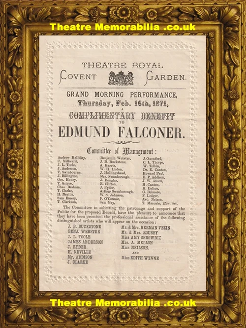 Charity event theatre programme, Covent Garden Theatre London 1871 - image 2