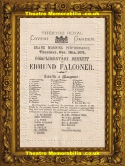 Charity event theatre programme, Covent Garden Theatre London 1871