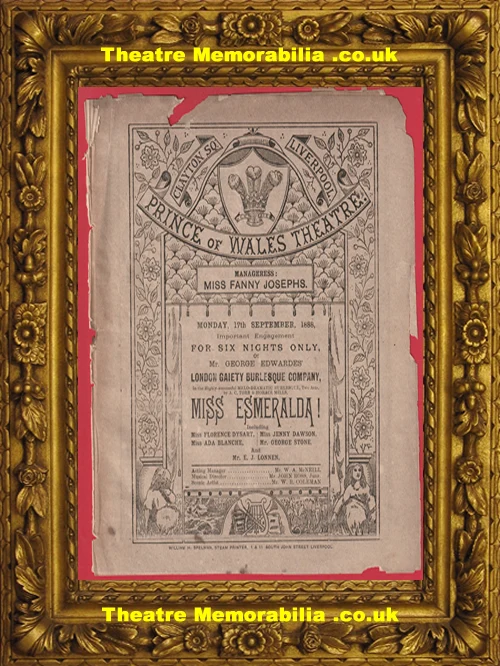 Miss Esmeralda burlesque theatre programme, Prince Of Wales Theatre London 1888 - image 2
