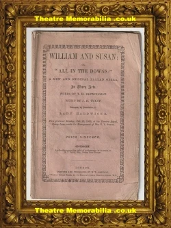 William And Susan opera programme, Theatre Royal London 1859